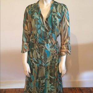 Tropical Print Wrap Dress 8petite